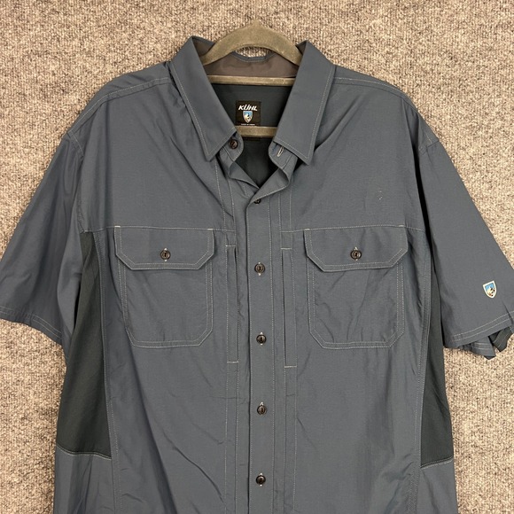 Kuhl Mens Button Down Shirt Short Sleeve Gray Outdoor‎ Hiking Casual large - Picture 3 of 10